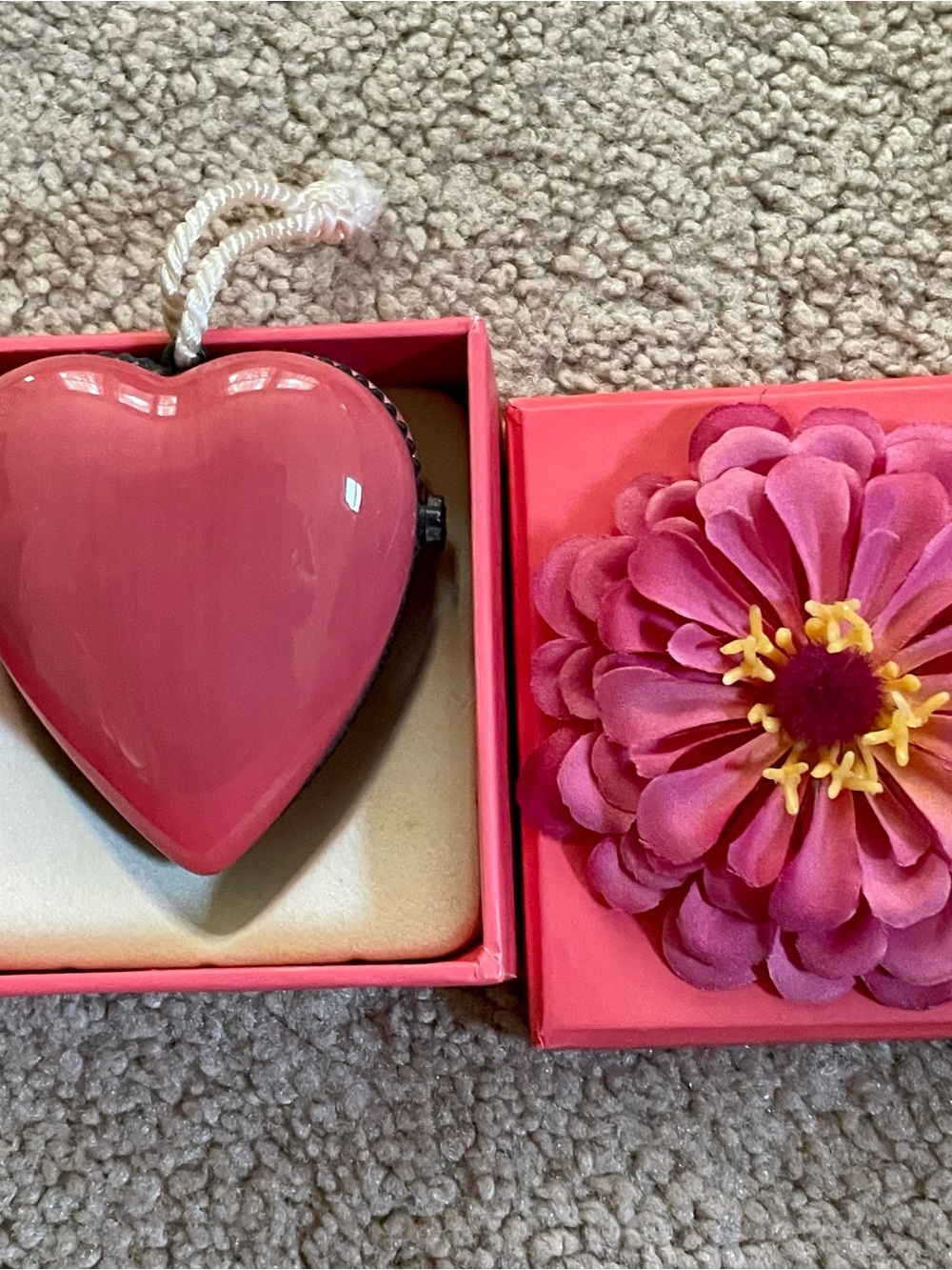 Hallmark Pink Heart (Pocket Locket) Ornament with Pink Flower Accent